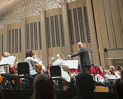 Zachary Levi, assistant professor of music and orchestra director at Susquehanna University, conducts the Cleveland Pops Orchestra.